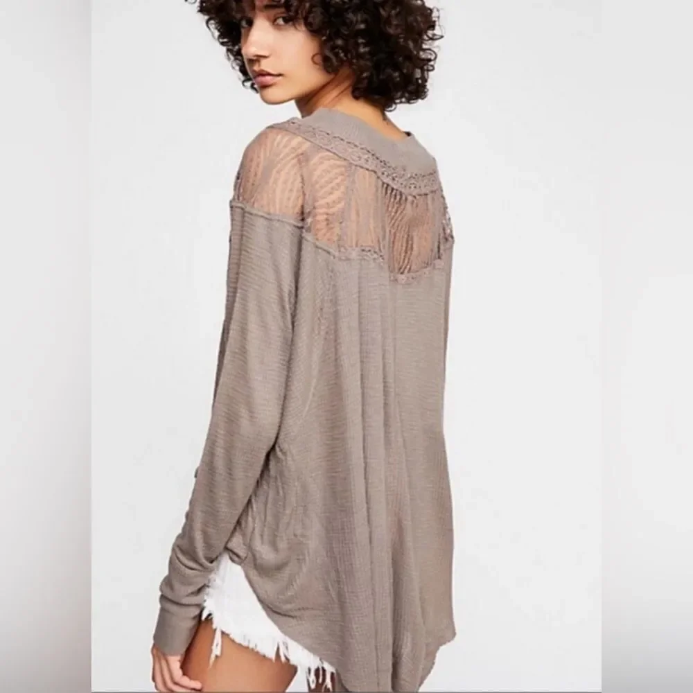 Free people spring valley long sleeve top brown tan